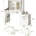 thumbnail image 2 of 57" Makeup Vanity Desk with Mirror and Lights, 24”×19“ Mirror, Convertible Modern Large Dresser Featuring Power Outlet and 3 Drawers, 8 Shelves and 1 Large Cabinet for Bedroom, 2 of 9