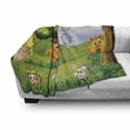 thumbnail image 3 of Zoo Soft Flannel Fleece Throw Blanket, Animals in the Forest Cartoon Illustration Safari Jungle Ecosystem Greenery, Cozy Plush for Indoor and Outdoor Use, 50" x 70", Multicolor, by Ambesonne, 3 of 6