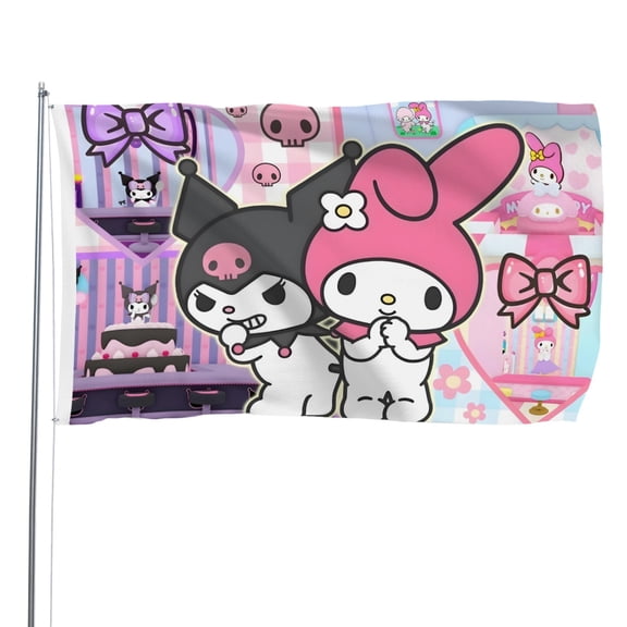 My Melody-themed Printed Flag Perfect gift for fans, friends, and family members, and suitable for indoor and outdoor activities, party decorations.35.4"x59" (90cm×150cm)