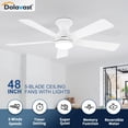thumbnail image 2 of Ventilador de techo Dolavast de 48" reversible con luz LED y control remoto, blanco, 2 of 8