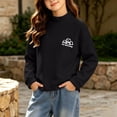 thumbnail image 5 of Nugftut Girls Thermal Tops Soft Lightweight Fleece Warm Thermal Tops Mock Neck Long Sleeve Pullover with Chest Graphic Print, 5 of 6