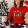 thumbnail image 6 of Christmas T-Shirts for Women Lightweight Crewneck Pullover Long Sleeve Graphic Printed Tees Holiday Xmas Tops (XL, Red), 6 of 7