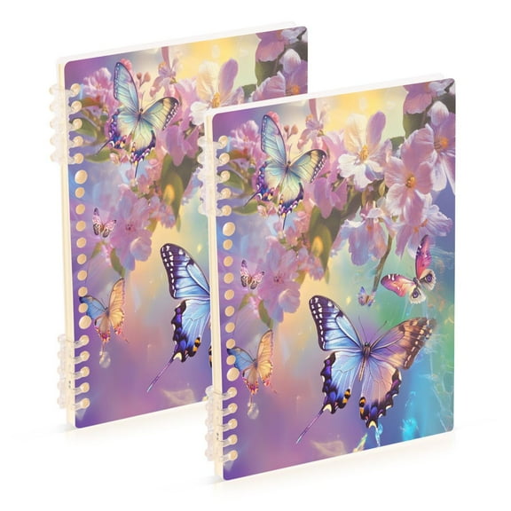 Notebook 8.3x5.7x0.4 Inch One Sizex1 Journey Note Diary Hardcover Notebook 60 Pages,80g Paper Writing Smooth and Not Easy to Break Pretty Purple Butterfly