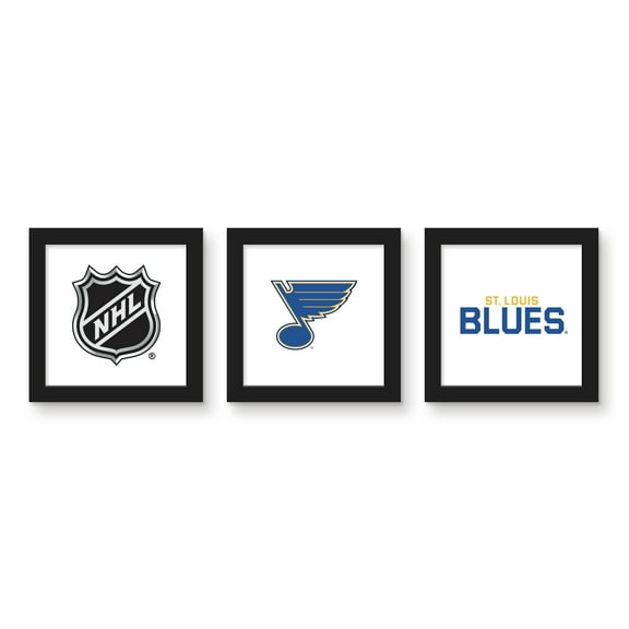 Gallery Pops NHL St. Louis Blues - Team Wall Art Bundle (3-Pack), Black Framed Version, 12" x 12"