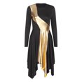 thumbnail image 3 of Freebily Metallic Priase Dance Dress for Women Long Sleeve Asymmetrical Church Worship Dance Costumes Black L, 3 of 5