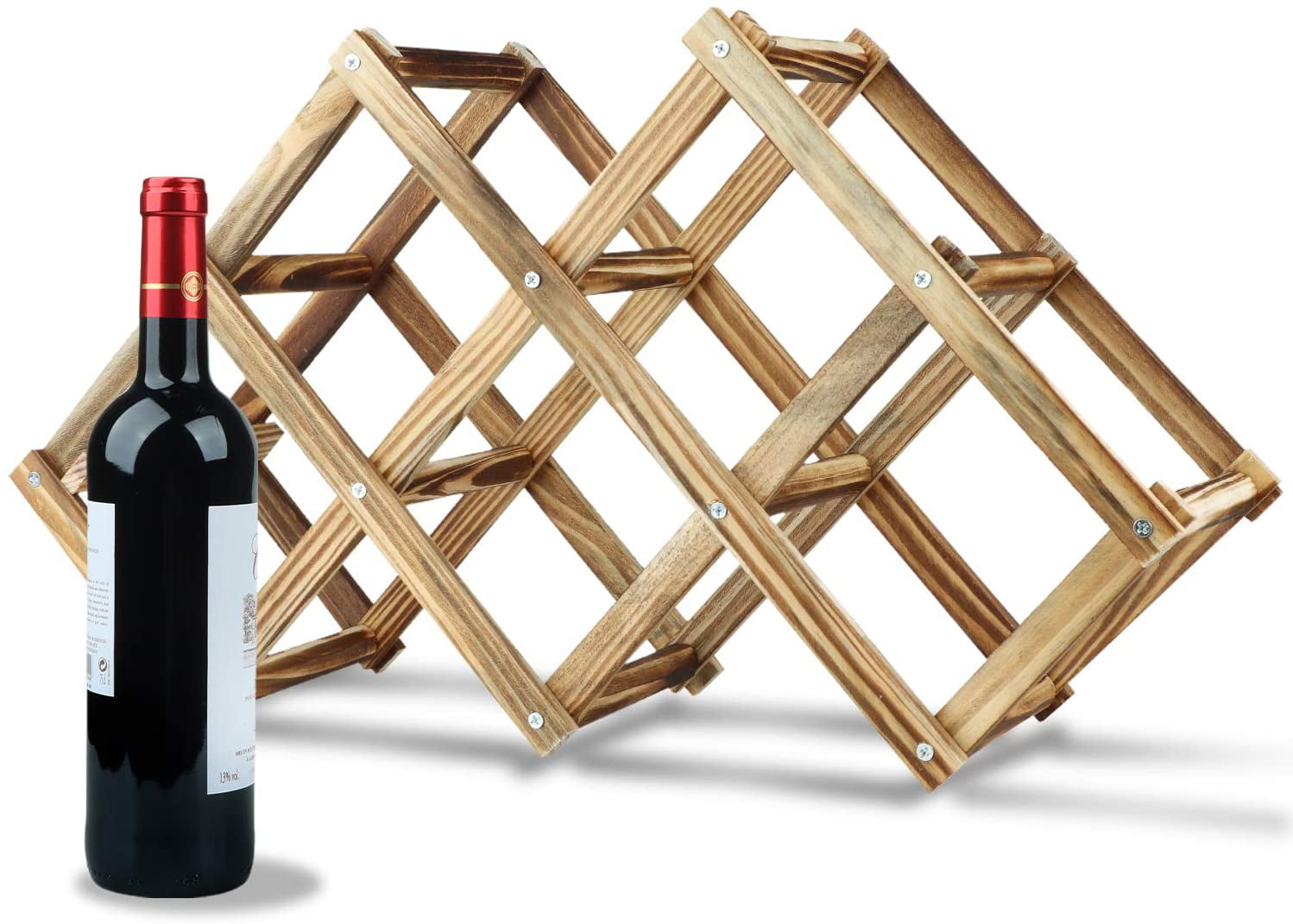 Royalhouse Bamboo Wine Rack–Wooden Wine Storage Set Holds 2 Bottles And 4 Glas 