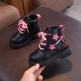 thumbnail image 2 of IEMIEMIEM Boots for Girls with Side Zipper Lace Up Star Print Girls Beige Comfortable Cute Combat Boots Kids Boot for Kids/Toddler Girl Boot Black 9.5 Toddler, 2 of 9