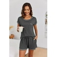 thumbnail image 5 of Ekouaer Womens Pajama Sets 2 Piece Soft Short Sleeve Top and Shorts Sleepwear Round Neck Pjs Lounge Set with Pockets, 5 of 6