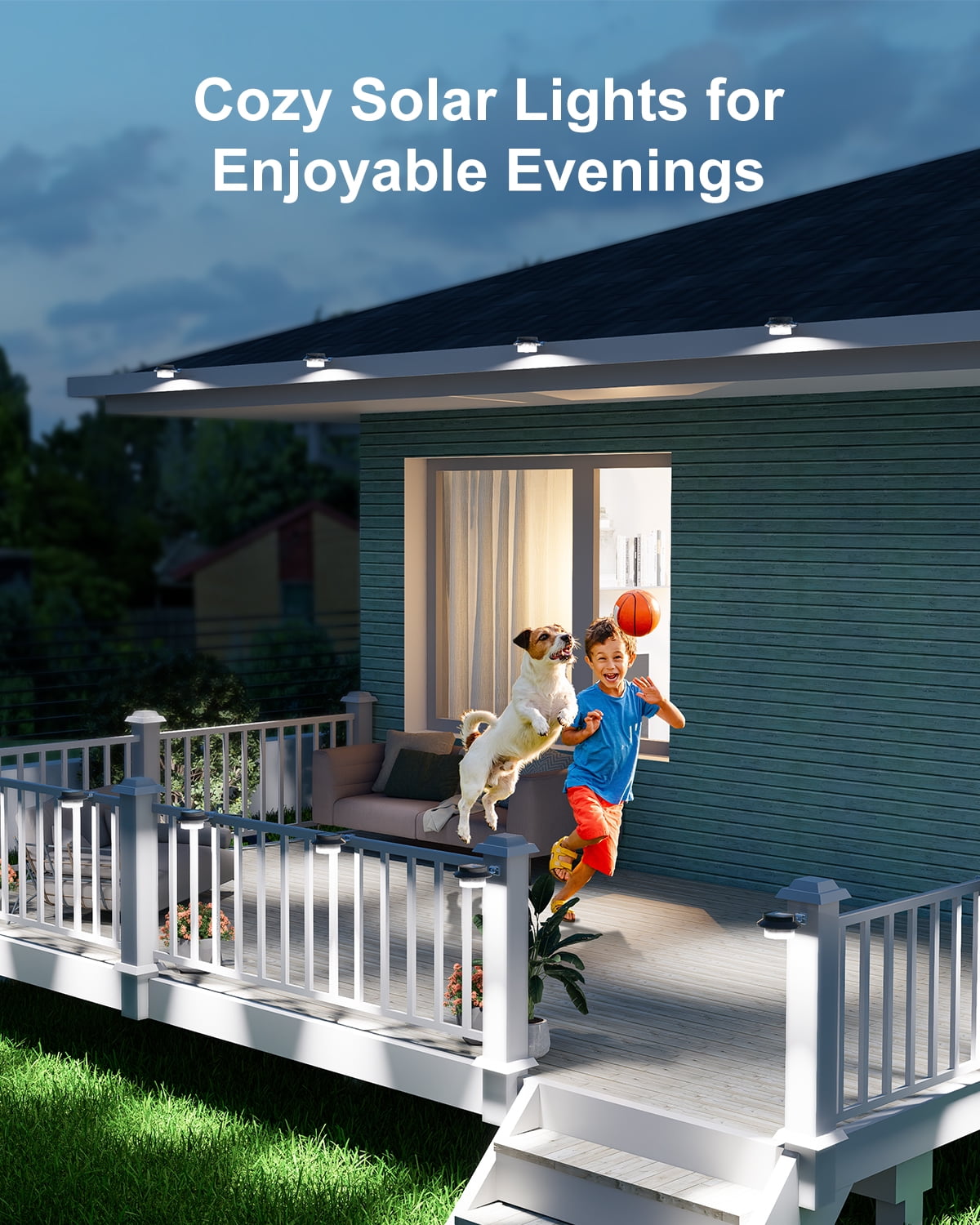 Yinghao 8 Pack Solar Power Gutter Lights Outdoor Waterproof Led Fence Lamp Lighting Railing, Wall, Deck, House, Garden, Yard, Pool, No Drilling Mount