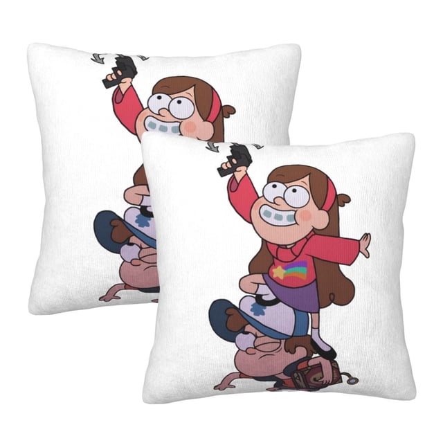 Fundas de almohada de Gravity Falls, súper suaves, mullidas, de doble cara, acogedoras, para sofá, sala de estar, decoración del hogar, juego de 2 almohadas cuadradas