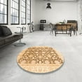 thumbnail image 4 of Ahgly Company Machine Washable Indoor Round Abstract Brown Gold Area Rugs, 7' Round, 4 of 7