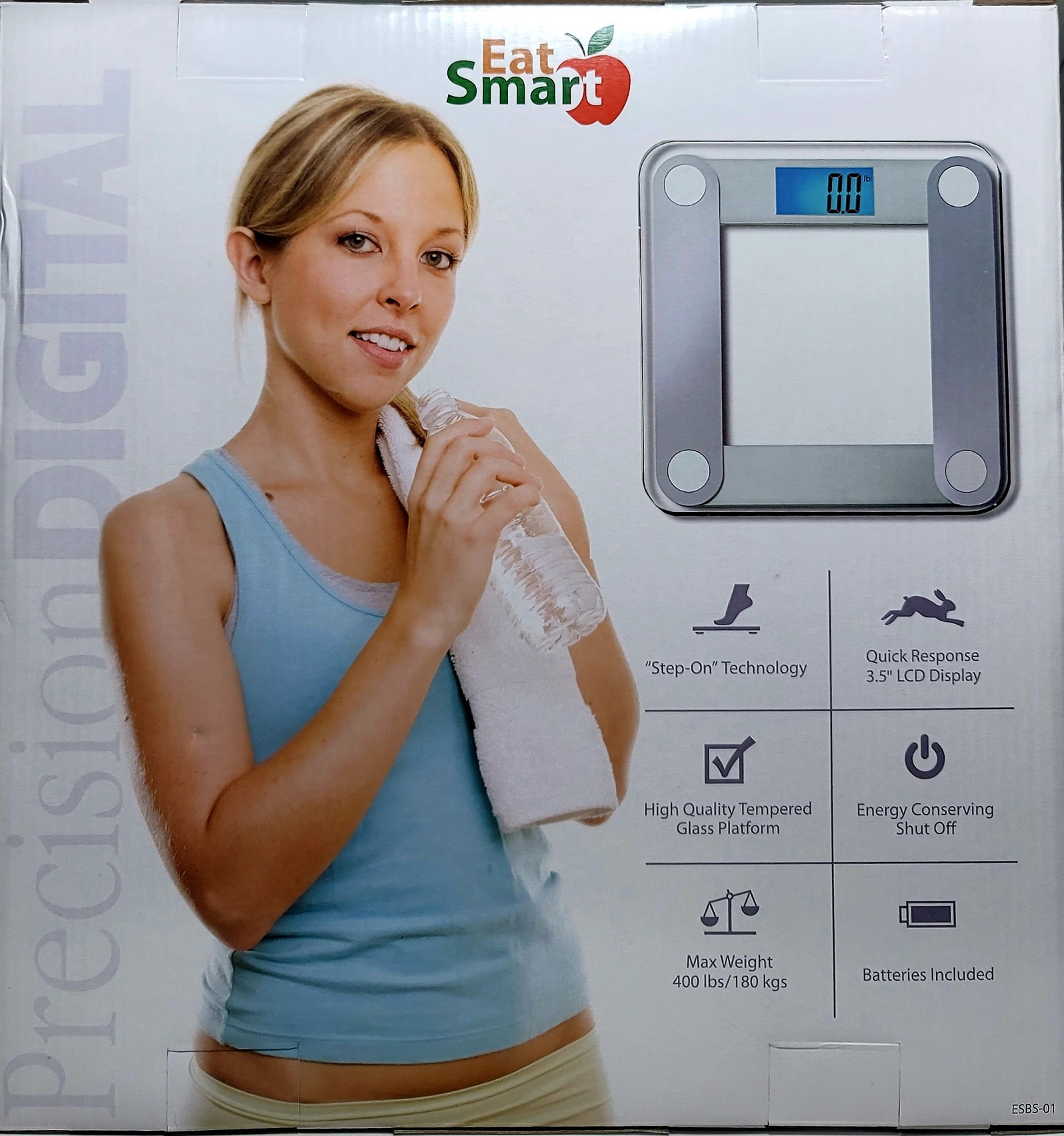 Eat Smart Precision Digital Bathroom Scale. Step On Technology