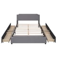 thumbnail image 3 of Upholstered Platform Bed with Stud Trim Headboard and Footboard and 4 Drawers No Box Spring Needed, Velvet Fabric, Queen Size (Gray), 3 of 6
