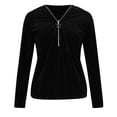 thumbnail image 4 of Blusas de Manga Larga para las Mujeres Cremallera de Cuello en V Delantera Color Sólido Top de Moda Casual, Tops de Color Sólido para las Mujeres, 4 of 9