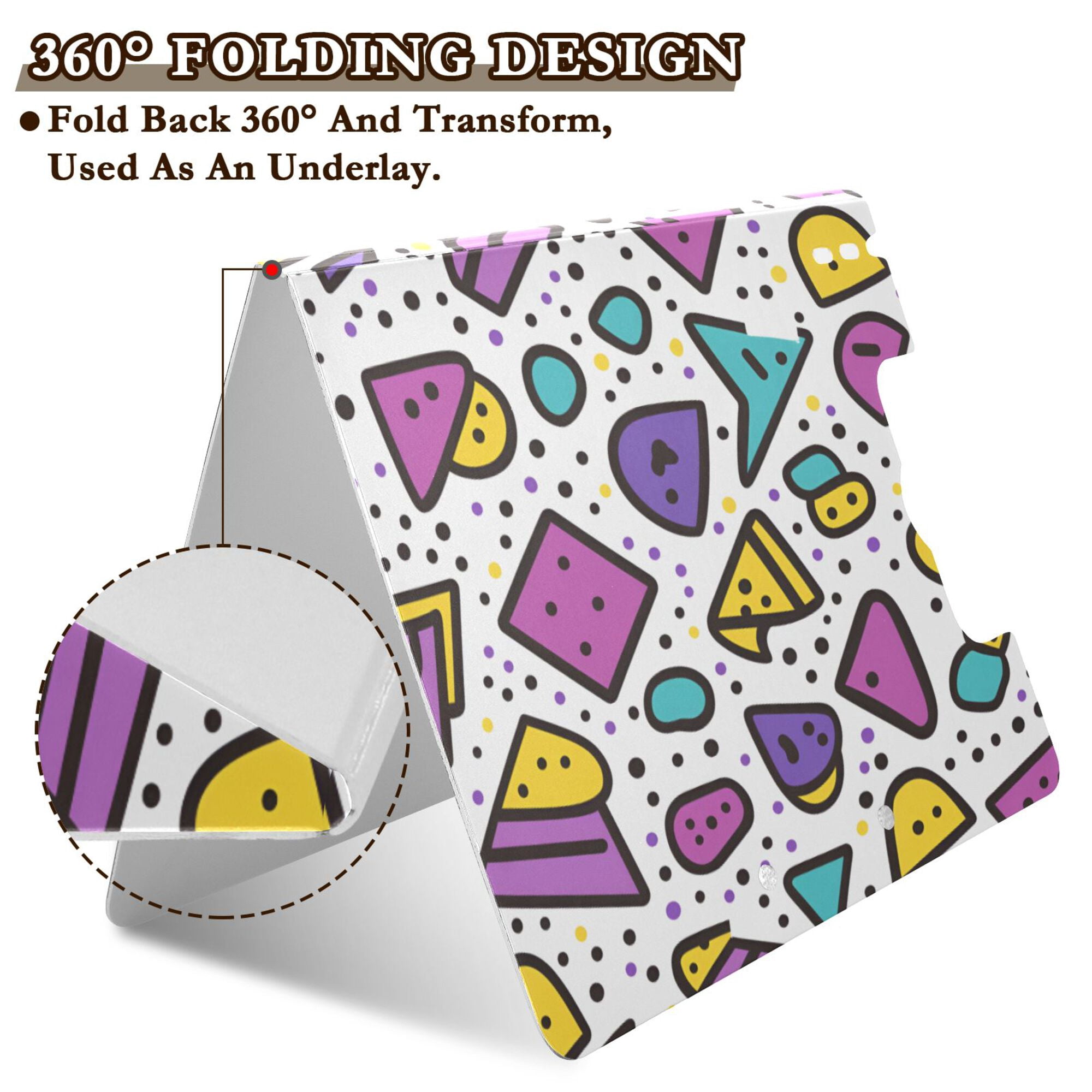 FORMRS A4 Clipboard Folder with Pen Holder Horizontal Foldable School Office Binder, Purple Retro Pattern