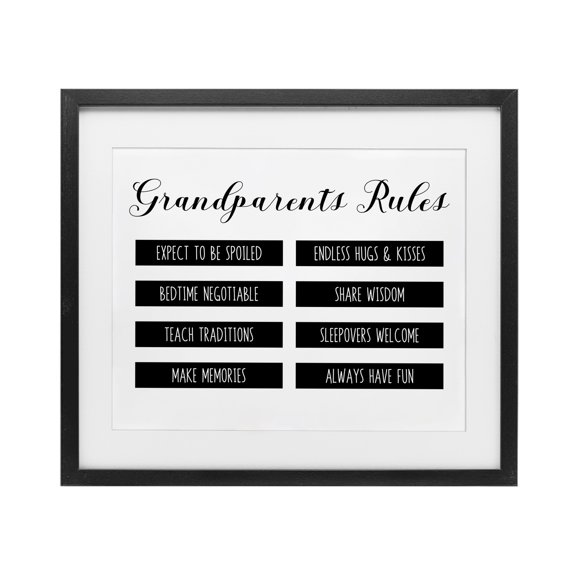 Stupell Industries Farmhouse Grandparent's Rules Modern List Black Framed Print Under Glass, 16 x 13, by CAD Designs