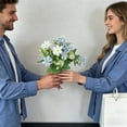 thumbnail image 6 of Artificial Daisies Bouquet with Accents, Faux Flower Vase Arrangement for Coffee Table Living Room Farmhouse Shelf Decor, Blue, Ccwuwei, 6 of 6