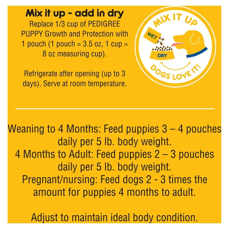 Pedigree puppy top pouches feeding guide