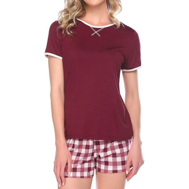 Ensembles de Vêtements de Nuit Homewear Deux Pièces à Manches Courtes pour Femmes