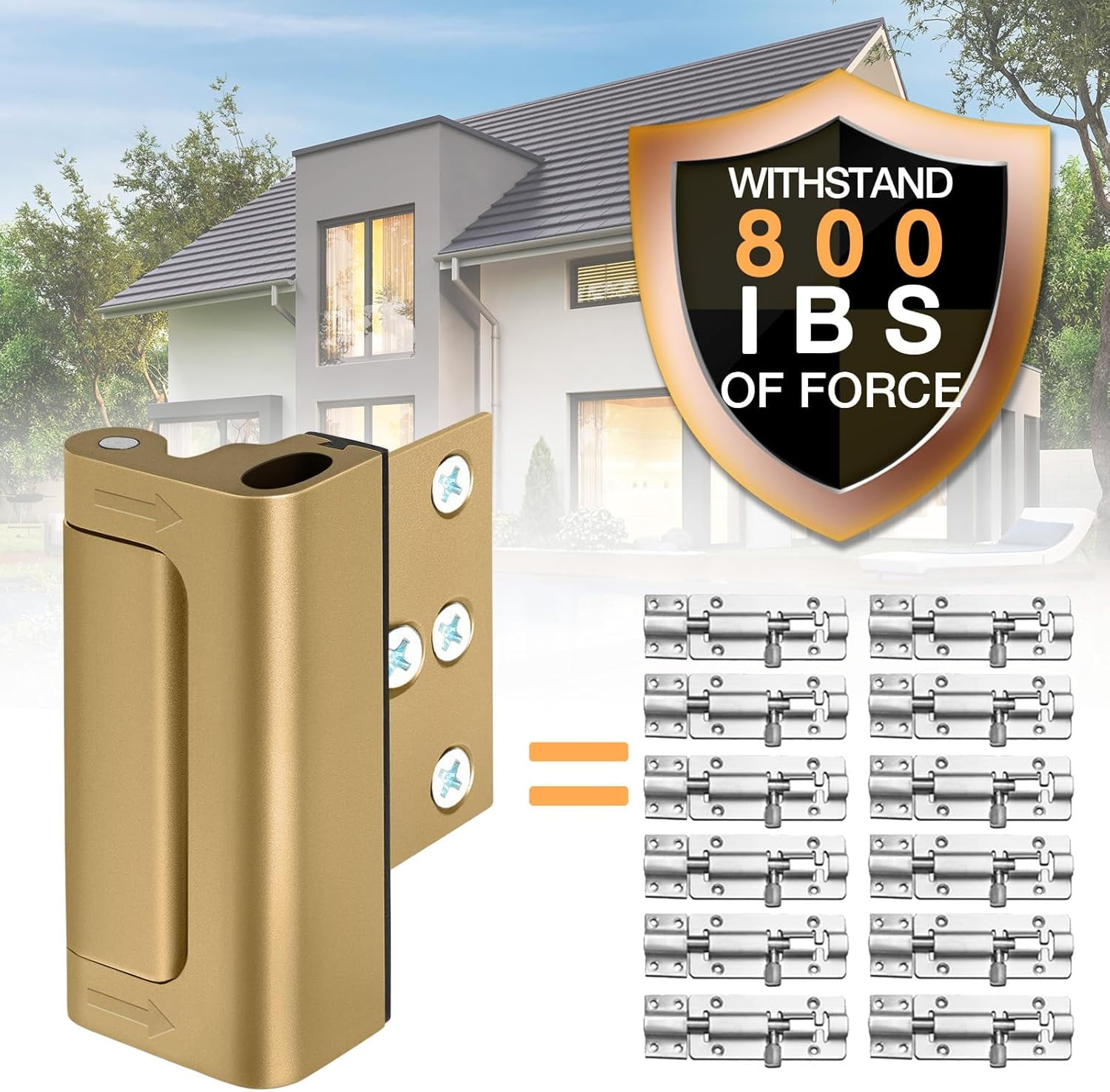 Child Proof Door Locks High Home Security Door Lock Reinforcement Night Kids Safety with 3" Stop Withstand 800 lbs for Inward Swinging Front Door Metal Flip Deadbolt Latch Defend Home