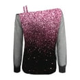 thumbnail image 5 of Womens T Shirts Tops Elegant Sequins Long Sleeve Fall Clothes for Women Tees Blouses Purple Size M, 5 of 5