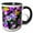 Black/White, variant on 3drose, Purple and Blue Pansy Flowers on a Flowerbed, 11oz Two-tone Green Mug