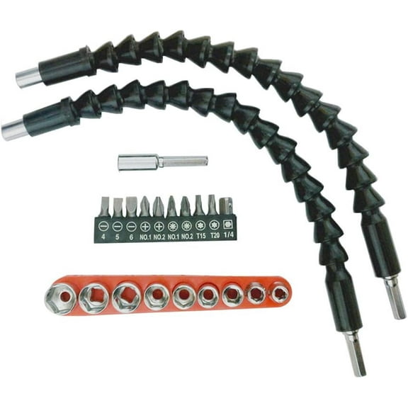 22Pcs Flexible Screwdriver Drill Bit Extension, Drill Bit Extender Holder Set Shaft Tip for Computer Chassis, Electrical Cabinets, Furniture etc