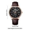 thumbnail image 3 of Dianli Quartz Wristwatch Men's Quartz Skeleton Watch Openwork Alloy Case Leather Strap Business Casual Dress Watch with Luminous Hands Date Window Water Resistant Fashion, 3 of 6