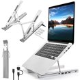 thumbnail image 1 of Laptop Stand with USB、Type C and RGB Lights Aluminum Adjustable Foldable Laptop Stand for Desk Ergonomic Portable Laptop Riser Holder Compatible with Laptops and iPad . Si, 1 of 7