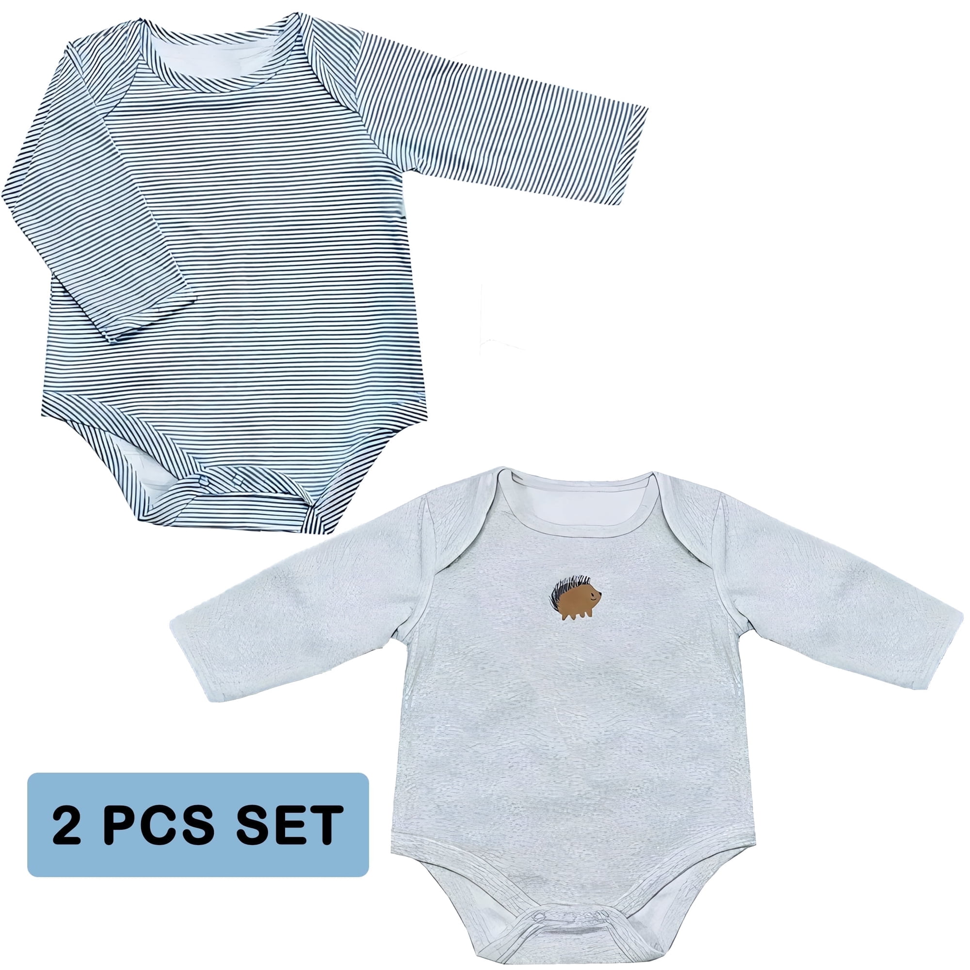Baby Bright Newborn Essentials Must Have newborn stuff – Going Home Outfit, Newborn Outfits, Preemie Bodysuits, Gift for newborn, Baby Shower Gift, 2-Pcs Set, Blue Gray