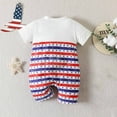 thumbnail image 4 of MeetoTime Baby Boys Girls Independence Day Jumpsuits Short Sleeve Infant Toddler Wrap Bottom Rompers Baby Summer Clothes, 4 of 7