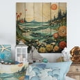 thumbnail image 2 of Designart "Beach Tidepool Euphony Pointillism I" Beach Print on Natural Pine Wood, 2 of 5