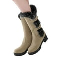 thumbnail image 3 of Women's Mid-Calf Boots Autumn and Winter Fashion Suede Warm Furry Boots with Belt Buckle and Thick Soles, 3 of 8