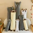 thumbnail image 2 of Almohada de felpa de gato larga gris gigante de 50-130cm, juguete de peluche suave Kawaii, cojín blando para sofá, decoración, regalos de cumpleaños para niñas, 2 of 5