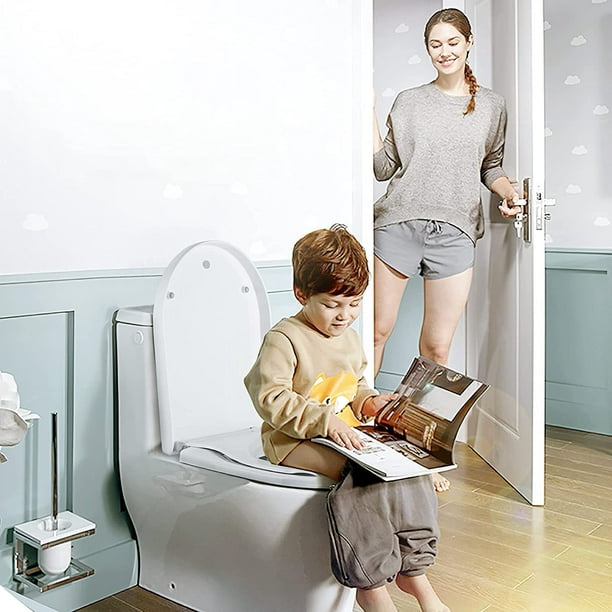 Abattant WC avec siège enfant magnétique, soft close et charnière réglable,  pour adultes et enfants dans les salles de bains et toilettes 