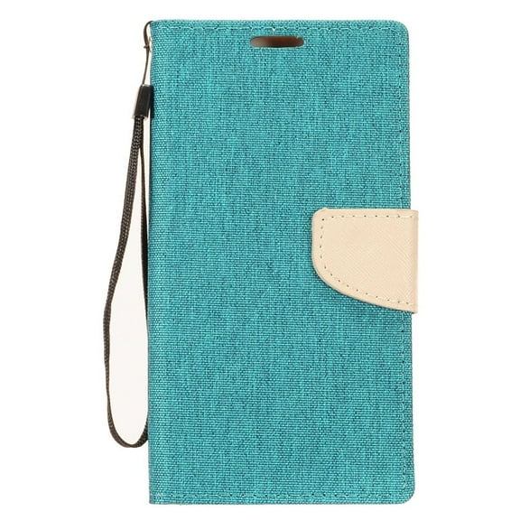 GSA Denim Fabric Flip Wallet Case For LG Stylo 5 - Turquoise