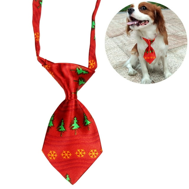 Cravate de Noël pour Animaux de Compagnie Ajustable Mignonne Imprimée Dessin Animé Collier pour Animaux de Compagnie