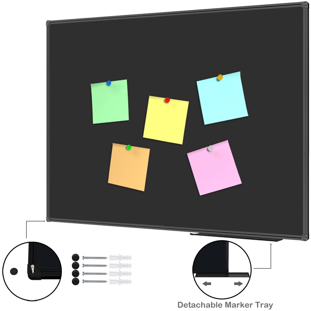 JILoffice Magnetic Chalkboard for Wall 48" x 36" Black Chalk Board Dry Erase with Black Aluminum Frame