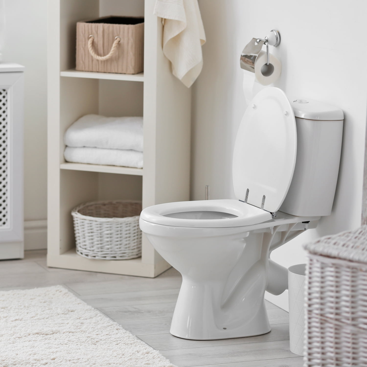 Design House Dalton Elongated Oval Wood Toilet Seat in White for Bathroom