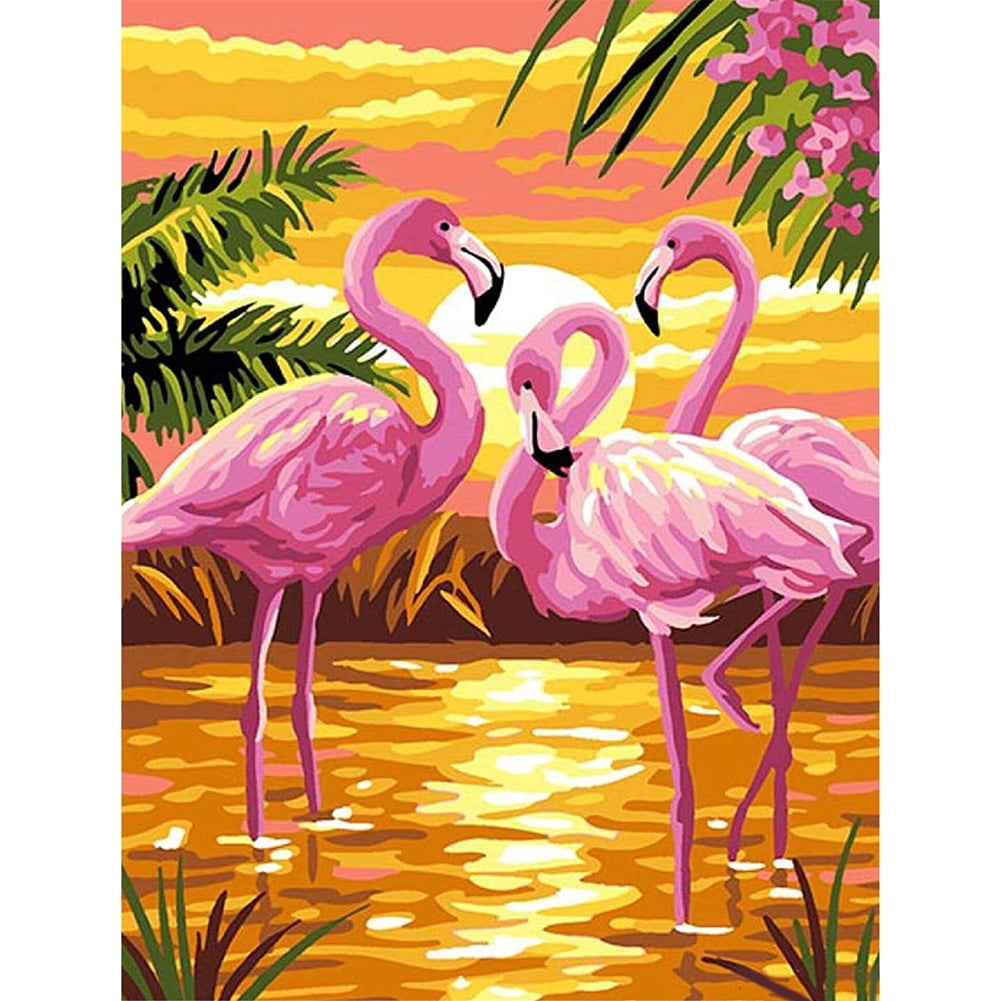HXYA Flamingos Cross Stitch Stamped Kits 11CT Imprim¨¦ Broderie DIY Artisanat Needlepoint Kit