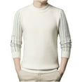 thumbnail image 2 of Styesk Mens Sweater Men Casual Printing Round Neck Solid Color Long Sleeve Striped Knit Sweater, 2 of 3