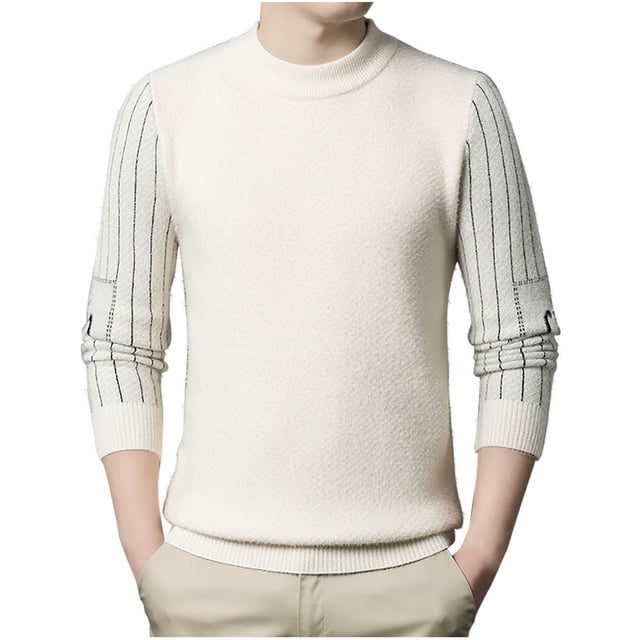 LOVZFMLL Sweaters for Men, Solid Color Acrylic Crew Neck Ribbed Pullover, Casual Basic Everyday Stretchy, Warm Winter Tops, Fall Clothes