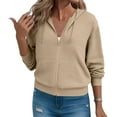 thumbnail image 4 of Womens Zip Up Hoodies Waffle Knit Oversized Sweatshirts Jackets Casual Loose Long Sleeve Lightweight Coat Fall Fashion Outfits, 4 of 5