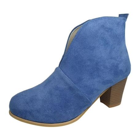 

Larisalt Snow Boots For Women Womens Pointed Toe Heels Ankle Booties Kitten Stiletto Bowtie Strappy Fall Dress Boots Shoes Blue