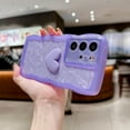 thumbnail image 4 of Compatible with Samsung Galaxy S21 Ultra Case,Cute 3D Love Heart Case,Fashion Shell Pattern Curly Wave Matte Frame Edge Soft Shockproof Protective Cases Cover for Women (Purple), 4 of 12