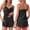 Black, variant on DARING DIVA Women's Satin Cami Pajama Set with Crisscross Back and Split Shorts S Black