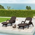 thumbnail image 2 of Noble House Waverly Outdoor Faux Wicker Chaise Lounges (Set of 2) Dark Brown, 2 of 8