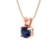 thumbnail image 2 of Clara Pucci 14K Rose Solid Hypoallergenic Gold 0.5Ct Blue Sapphire Round Brilliant Cut Solitaire Designer Necklace Pendant For September, 2 of 6