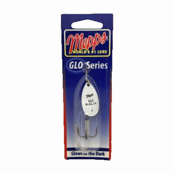 Mepps GLO Aglia In-Line Spinner, 1/4oz, Plain Treble Hook, GLO White