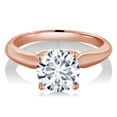 thumbnail image 2 of Gem Stone King 18K Rose Gold Plated Silver White Moissanite Solitaire Engagement Ring for Women (1.20 Cttw, Round 7MM, Gemstone Birthstone, Available in Size 5, 6, 7, 8, 9), 2 of 4